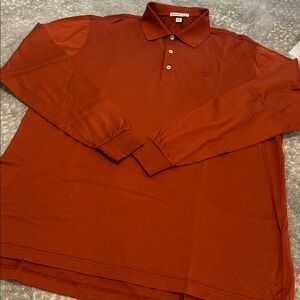 Peter Millar Burnt Orange Polo Shirt Size L long sleeve NWOT
